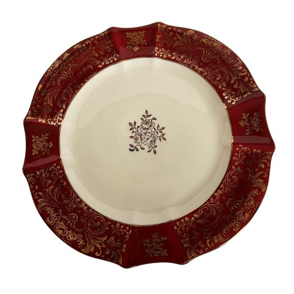 VTG Alka Kunst Bavaria 22K Gold Burgundy Tea Cup & Saucer Maroon Floral Scroll - Picture 5 of 10